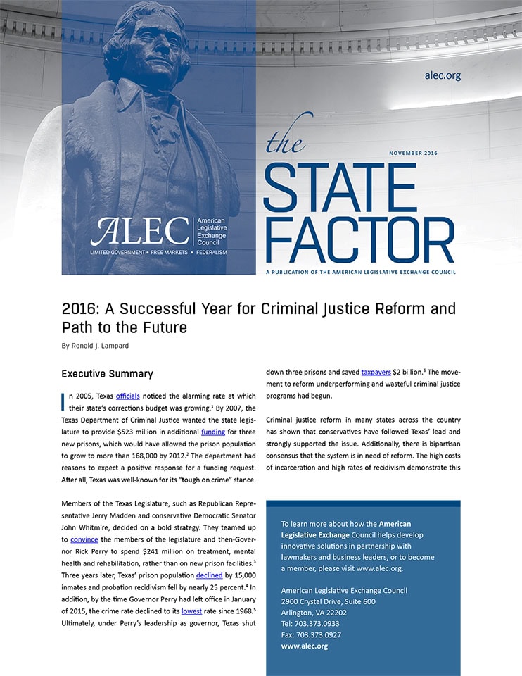 2016 A Successful Year for Criminal Justice Reform and Path to the