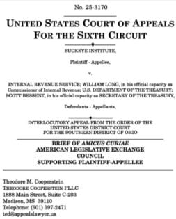 Amicus Brief: The Buckeye Institute v. Internal Revenue Service Cover